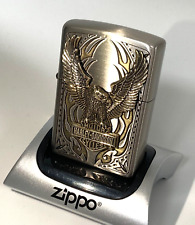 WILDE  Zippo Harley Davidson HDP-73 Bald Eagle Nickel Gold Metal Japan Limited picture