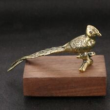 Solid Brass Pheasant Bird Figurine Ornament Tea Pet Animal Miniature Craft picture