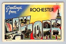 Rochester NY-New York, LARGE LETTER Greetings Vintage Souvenir Postcard picture