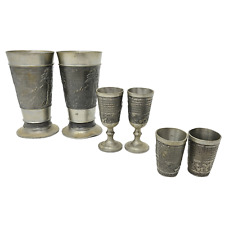 Vintage Rein Zinn German Pewter Cups Shot Glasses Set 6 Pieces picture