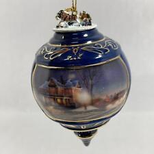 2000 Terry Redlin Lights Of Home Porcelain Christmas Ornament Blue picture