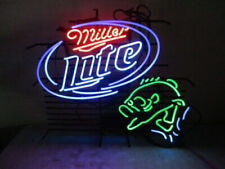 Miller Lite Bass Fish Neon Sign 24x20 Beer Bar Cave Restaurant Wall Decor picture