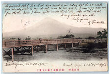 1903 Mount Fuji Muotomi Bridge River Bell Japan Antique Posted Postcard picture