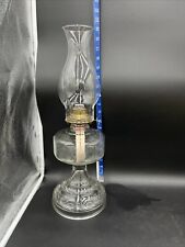 Antique EAPG QUEEN ANNE Glass Kerosene Oil Lamp w #2 Burner & Bead Top Chimney picture