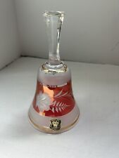 Bohemia Ruby Red Dinner Bell cut Crystal Czechoslovakia Gold Trim. picture