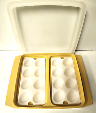 Vintage Tupperware Deviled Egg Tray Keeper Carrier Container 723-4 Gold picture