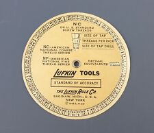 Lufkin Tools 1935 Screw Threads Tap Drill Sizes Dial Chart Card Excellent picture
