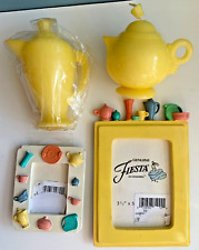Fiesta Fiestaware Picture Frame Candle LOT vtg yellow coffeepot teapot vase dish picture