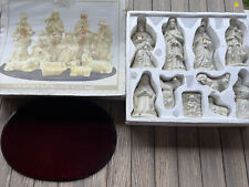 Vtg Crown Accents World Bazaars 11 Piece Nativity Set Including Wood Base 81552 picture