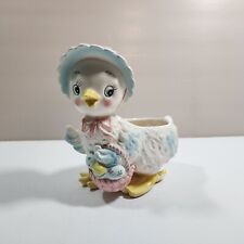 Vintage Relpo Ceramic Planter Anthropomorphic Baby Duckling with Bonnet Big Eyes picture