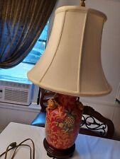 VINTAGE HAWAIIAN PINEAPPLE PERSIMMON LAMP WITH SHADE picture