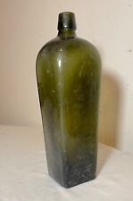 tall antique early 19th century blown Dutch olive green gin glass bottle liquor picture