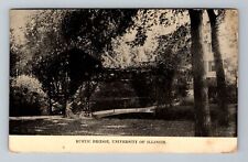 IL-Illinois, Rustic Bridge, University Scenic View, c1910 Vintage Postcard picture