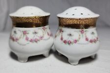 Vintage Petite Porcelain Salt And Pepper Shakers Austria Floral And Gold Accents picture