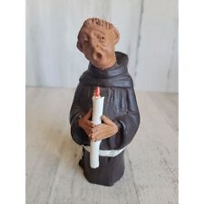 Vintage ceramic monk caroling candle religious Xmas figure picture