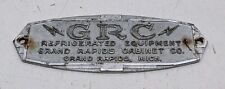 Vintage GRC Grand Rapids Cabinet Co Badge Emblem MI REFRIGERATOR EQUIPMENT TAG picture