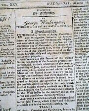 (2) John JAY'S TREATY George Washington Lord Grenville 1796 Newspapers    picture