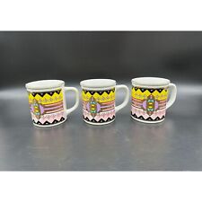 Vintage Coffee Mugs Western Southwest Aztec Gold Purple Yellow Cups Japan picture