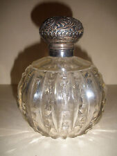 Large Antique Sterling Silver Crystal Perfume Bottle Henry Matthews Birmingham picture
