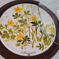 Vintage MCM Goodwood Teak Wood Flowers Cheeseboard With Glass Dome picture