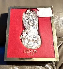 Lenox Baroque Angel w/ Mandolin Porcelain Xmas Ornament in Box Silver & Gold picture