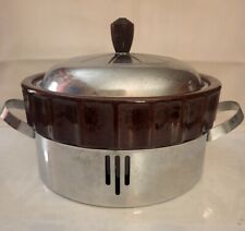 Vintage VG Brown Betty Pottery USA Oven Proof Casserole Bowl/Lid/Cooling Stand  picture
