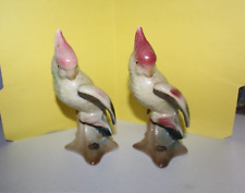 ROYAL COPLEY  pair PARROT COCKATOO pottery figurines (Both w/orig labels) picture