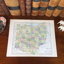 Original 1890 Antique Map OHIO Columbus Youngstown Parma Dublin Mason Kent Stow picture