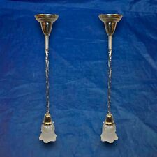 Pair of NOS nickel hanging pendant lights Rewired 12k picture