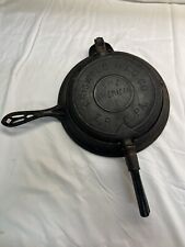 Griswold Cast Iron Hing Waffle Iron & Base No 8 8 & 9 Erie PA Wooden Handles picture