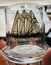 1960's Cera Whiskey Glass Clipper Barware Ship Wide Bottom Schooners Nautical-5 picture