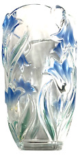 Mikasa Bluebells Green Blue Raised Floral  Glass Vase picture