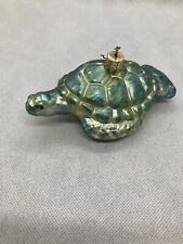 Beautiful Glass Green Blue Turtle Christmas Tree Ornament picture