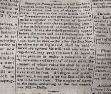 1826 Pennsylvania Abolition Of Slavery Bill, Last Of The Mohicans Ad Newspaper picture