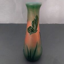 Cameo Glass Vase Art Nouveau La Rochere Butterfly Iris Vintage picture