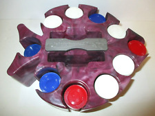 VTG SPADE SHAPED POKER CHIP CADDY SWIRLED MARBLE BAKELITE? RARE PURPLE COLOR HTF picture