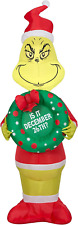 Christmas Airblown Inflatable Inflatable Grinch with Wreath, 4 Ft Tall, Yellow picture
