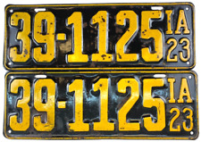 Vintage Iowa 1923 Old License Plate Set County 39 Man Cave Wall Decor Collector picture