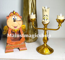 Disney Parks Beauty & The Beast Cogsworth Clock Lumiere Light Up Figure Set NEW picture