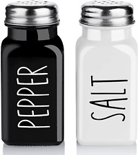 Bivvclaz Salt and Pepper Shakers Set Cute Glass Spice Shaker Stainless Steel Lid picture