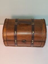 Vintage Faux Wooden Half Round Top Small Storage/ Jewelry Treasure Box Real Wood picture