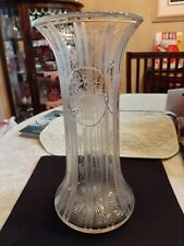 ANTIQUE HAWKES AMERICAN BRILLIANT ENGRAVED VASE.  HIGHLY DETAILED.  LARGE, HEAVY picture