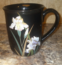 Otagiri Crown Iris Black Ceramic Cup Mugs Made in Japan EXCELLENT 1 piece picture