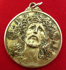 Vintage Creed Sterling JESUS CROWN OF THORNS Medal MARY GUADALUPE Pendant Large picture