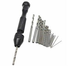 26Pcs Mini Micro Hand Drill Bit Kit Manual Keyless Chuck Pin Vise Rotary Tool a picture
