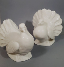 Pair White Porcelain Germany Fan Tail Pigeon Figurines Fine Detail & Quality picture