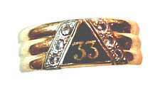 10K Yellow Gold Diamond 33rd Degree Masonic Ring 7g Sz 11.25 '' DEUS MEUMQUE JUS picture