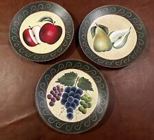 Vintage Home Interiors Set of 3 Fruit Plates Grapes Pears & Apples 8.25