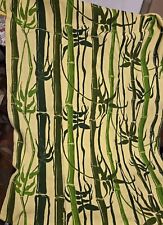 VTG BARKCLOTH GREEN BAMBOO ON YELLOW  35 X 137 picture
