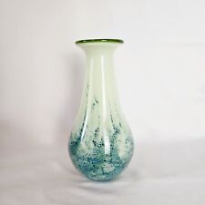 Hand Blown Teardrop shaped Glass Vase, Blue Green Art Vase picture